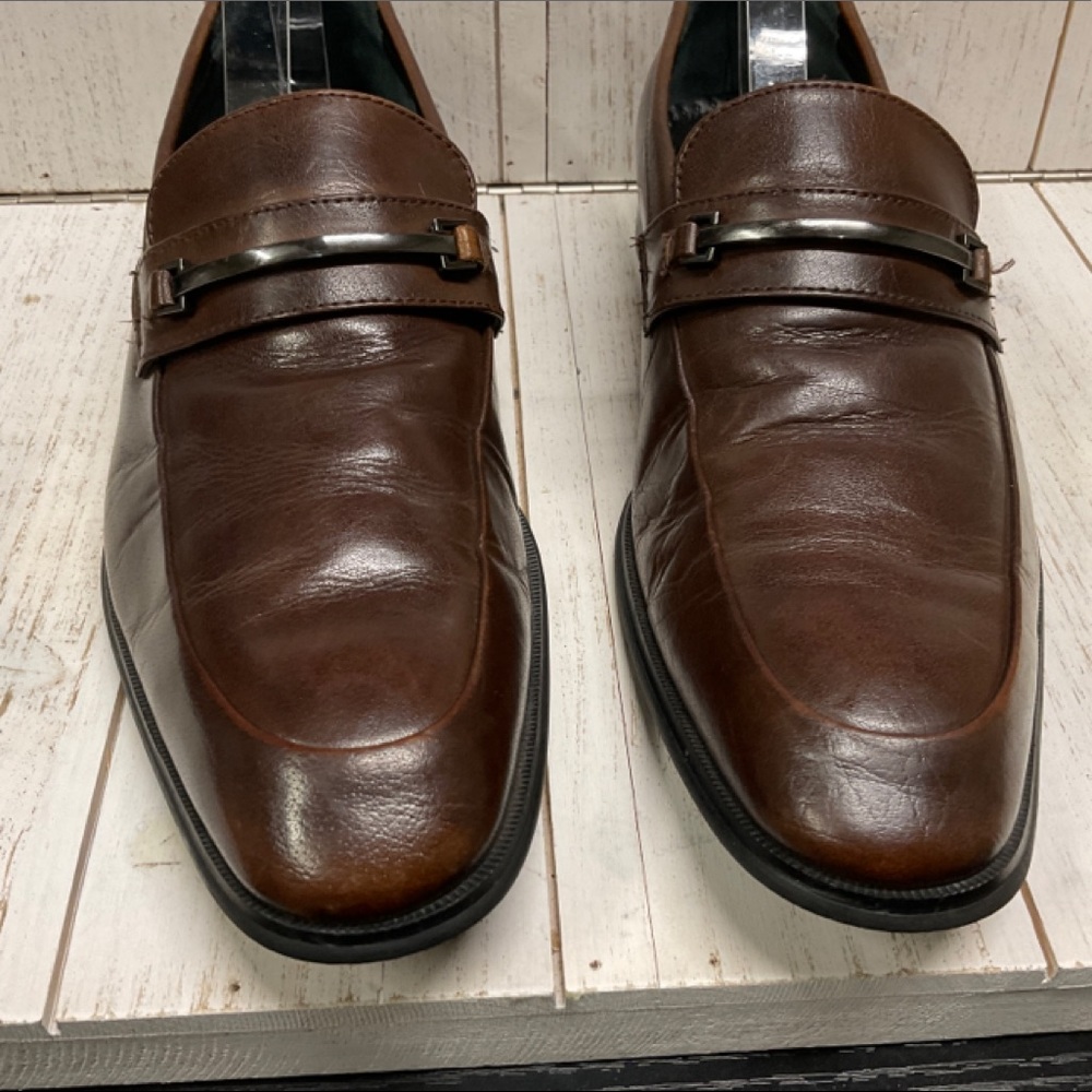 ALFANI 360 Flex Mens Cedric Brown Leather Loafers Size 9M